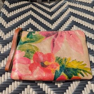 Floral Leather Clutch